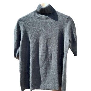 Cullen Cashmere Sweater Black Short Sleeve Turtleneck Women's Sz M Minimalist